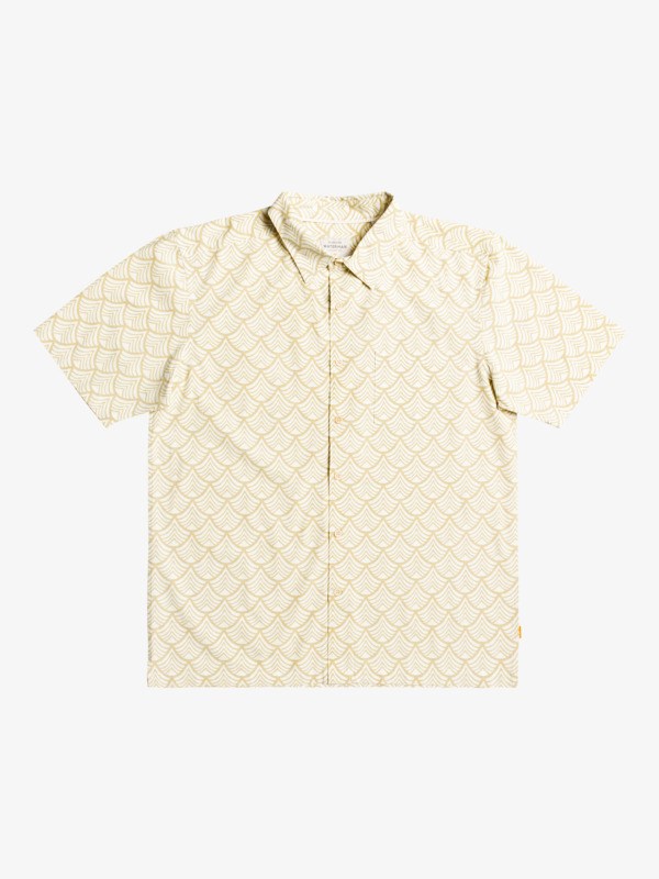 Burnished Gold Typhoon Waves Quiksilver Waterman Typhoon Waves Short Sleeve Men\'s Shirts | 257340ERL