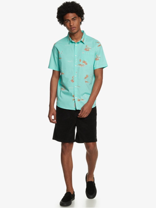 Captains Blue Island Time Quiksilver Island Time Stretch Short Sleeve Men's Shirts | 238067ZRI