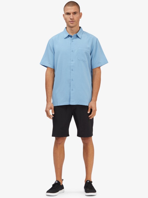 Dusk Blue Centinella Quiksilver Waterman Centinela Short Sleeve Men's Shirts | 649371QGI