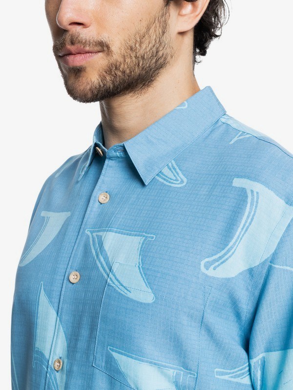 Dusk Blue Fin Drop Quiksilver Waterman Fin Drop Short Sleeve Men's Shirts | 078621MZA