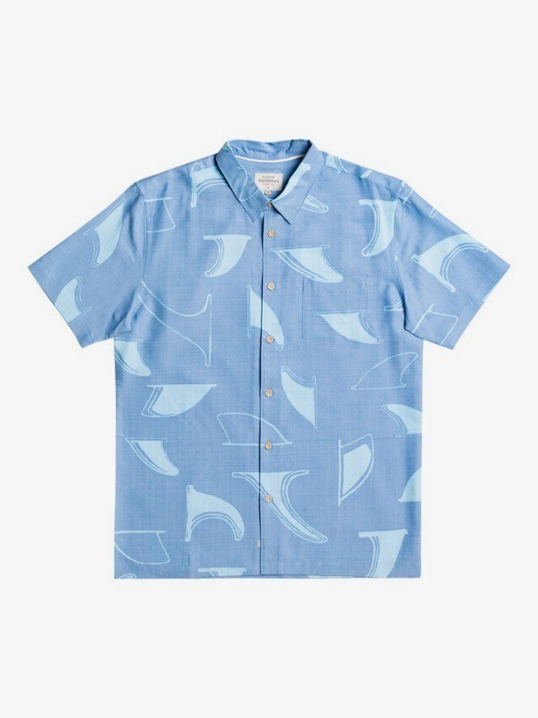 Dusk Blue Fin Drop Quiksilver Waterman Fin Drop Short Sleeve Men\'s Shirts | 078621MZA