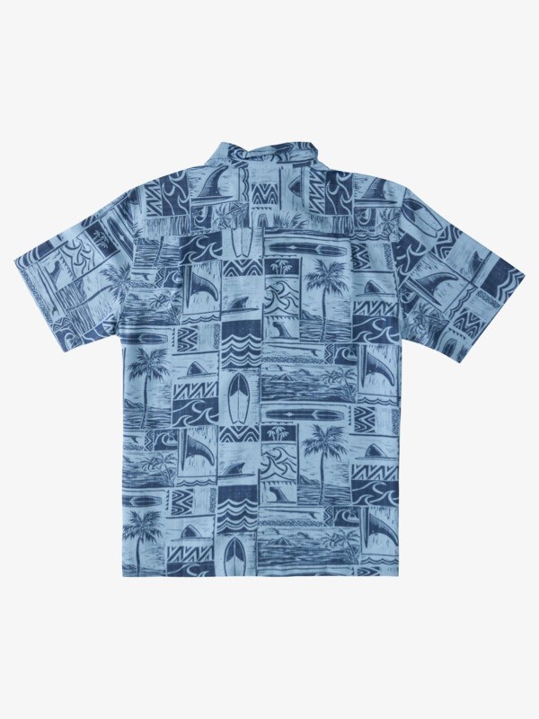 Dusk Blue Four Doors Quiksilver Waterman Four Doors Short Sleeve Men's Shirts | 026439PZW