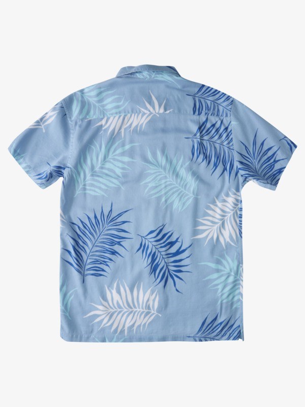 Dusk Blue Halawa Quiksilver Waterman Halawa Beach Short Sleeve Men's Shirts | 350816PSJ