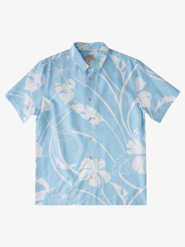 Dusk Blue Paradise Harb Woven Quiksilver Waterman Paradise Harbor Short Sleeve Men\'s Shirts | 490275EJP