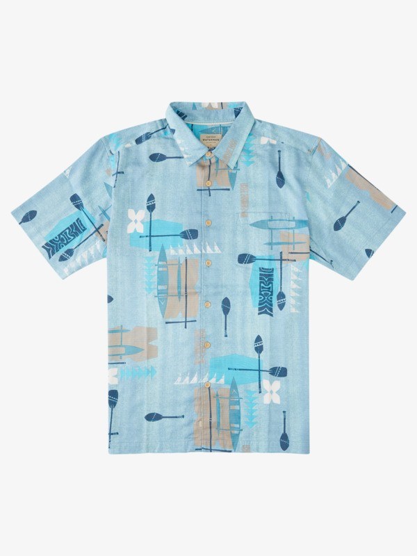 Dusk Blue Post Moderns Quiksilver Waterman Post Moderns Short Sleeve Men\'s Shirts | 754382QSW