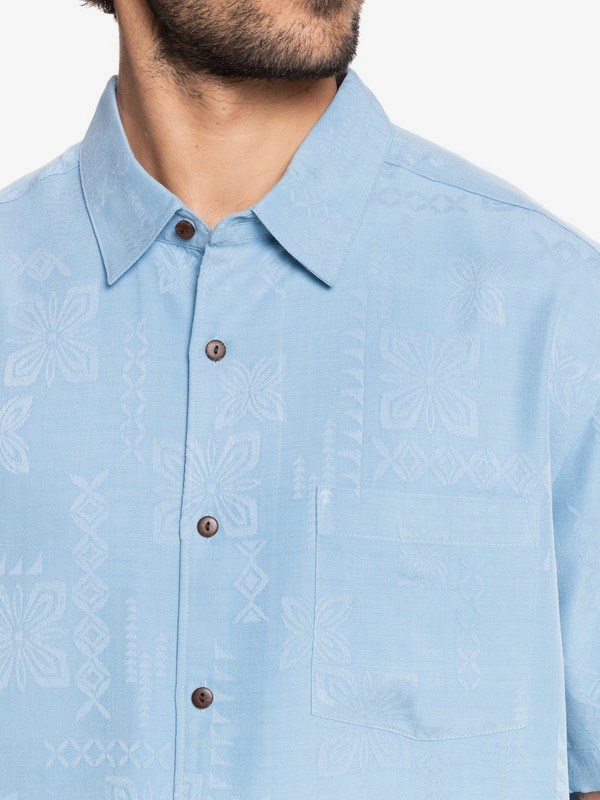 Dusk Blue Quiksilver Waterman Kelpies Bay Short Sleeve Men's Shirts | 051472BTK