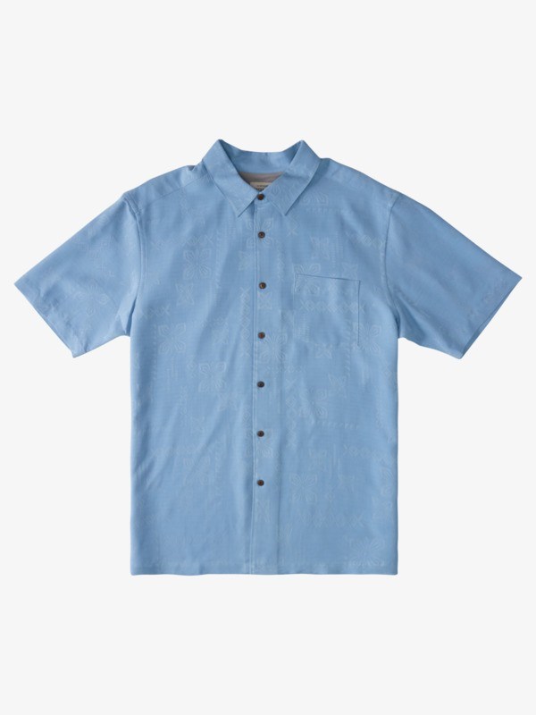 Dusk Blue Quiksilver Waterman Kelpies Bay Short Sleeve Men\'s Shirts | 051472BTK