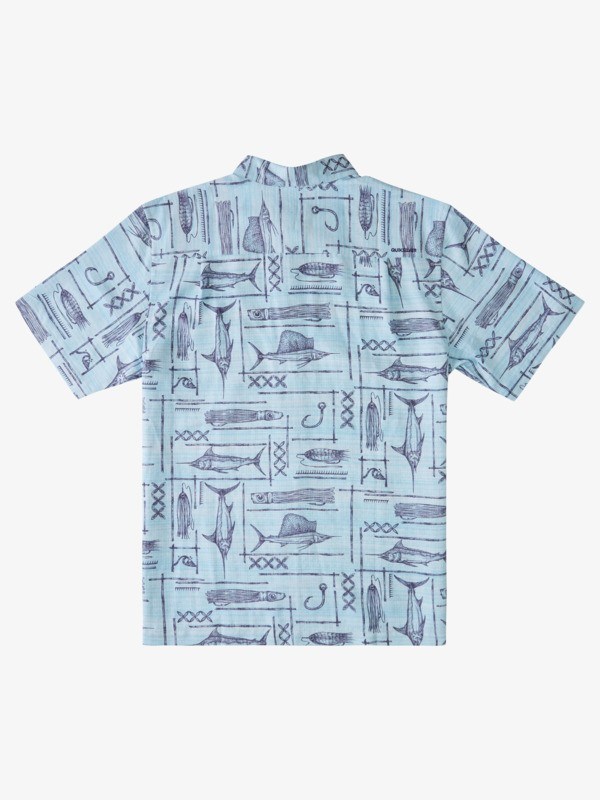 Ensign Blue Blue Water Quiksilver Waterman Blue Water Fish Short Sleeve Men's Shirts | 546728BTI