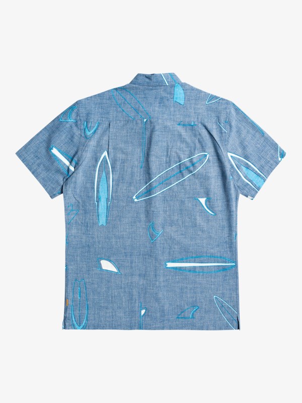 Ensign Blue Boardswap Quiksilver Waterman Board Swap Short Sleeve Men's Shirts | 906428TEW