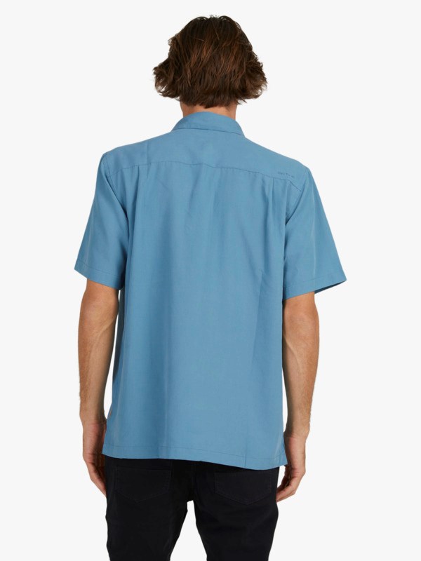 Ensign Blue Cane Island Quiksilver Waterman Cane Island Short Sleeve Men's Shirts | 368159WMA