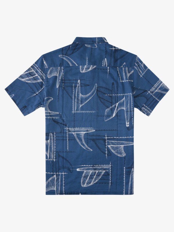 Ensign Blue Fin Party Quiksilver Waterman Fin Party Short Sleeve Men's Shirts | 829657ENH