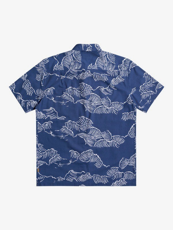 Ensign Blue Ocean Sized Quiksilver Waterman Ocean Sized Short Sleeve Men's Shirts | 061439ZNV