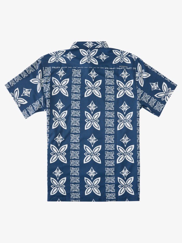 Ensign Blue Surfshirt Quiksilver Waterman Kailua Cruiser Short Sleeve Surf Men's Shirts | 401568SEV