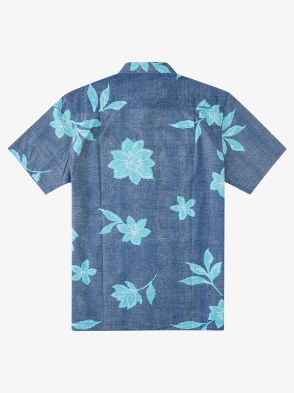 Ensign Blue Visual Florist Quiksilver Waterman Visual Florist Short Sleeve Men's Shirts | 371864ESF