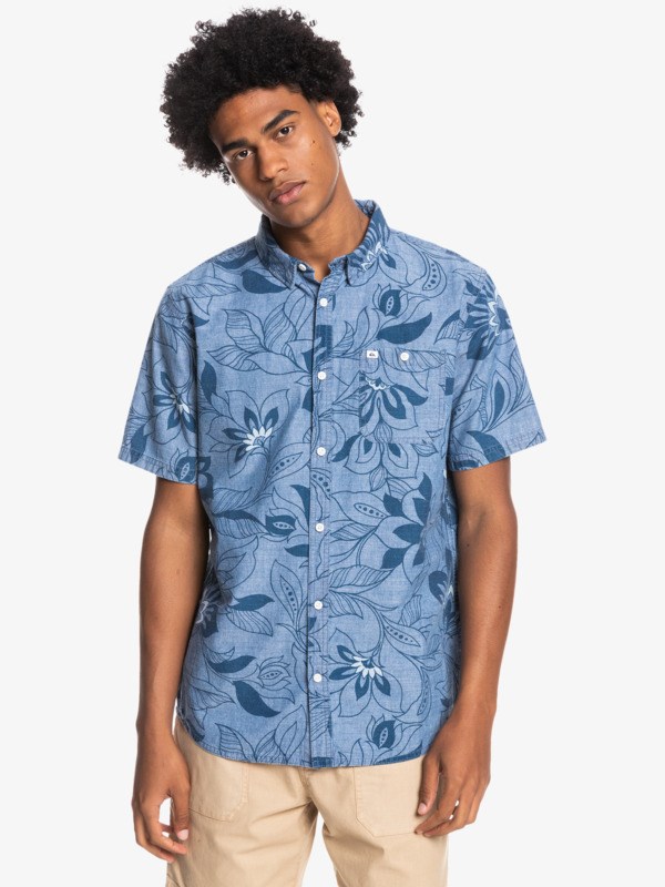 Faded Denim Groveler Quiksilver Groveler Short Sleeve Men's Shirts | 043598NLC