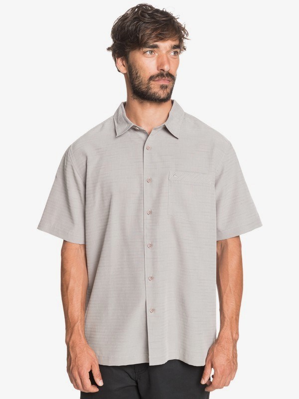 Flint Gray Centinella Quiksilver Waterman Centinela Short Sleeve Men's Shirts | 037468ZAX