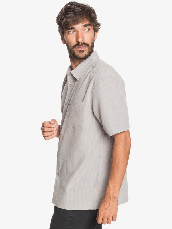 Flint Gray Centinella Quiksilver Waterman Centinela Short Sleeve Men's Shirts | 037468ZAX