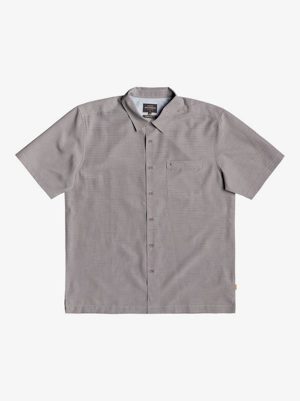 Flint Gray Centinella Quiksilver Waterman Centinela Short Sleeve Men\'s Shirts | 037468ZAX