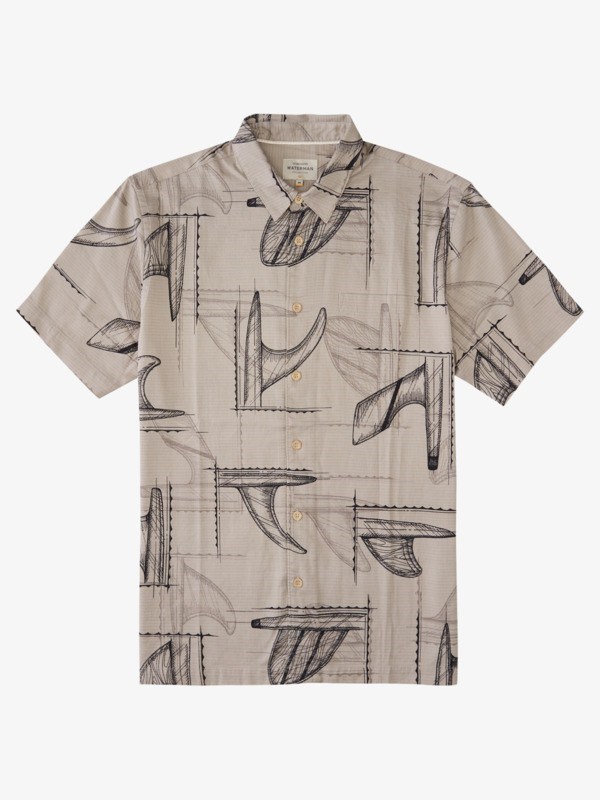 Flint Gray Fin Party Quiksilver Waterman Fin Party Short Sleeve Men\'s Shirts | 601382VJG