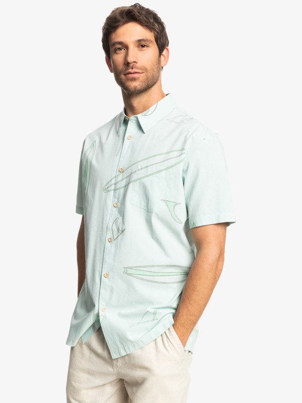 Harbor Gray Boardswap Quiksilver Waterman Board Swap Short Sleeve Men's Shirts | 607821EKG