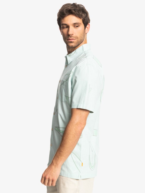 Harbor Gray Boardswap Quiksilver Waterman Board Swap Short Sleeve Men's Shirts | 607821EKG