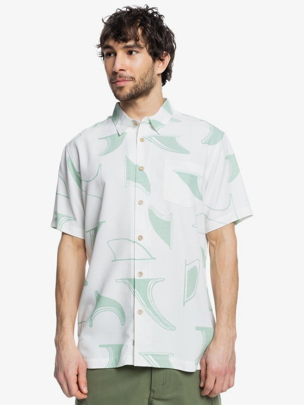 Harbor Gray Findrop Quiksilver Waterman Fin Drop Short Sleeve Men's Shirts | 063159TXI