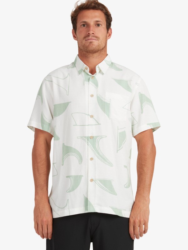 Harbor Gray Findrop Quiksilver Waterman Fin Drop Short Sleeve Men's Shirts | 063159TXI