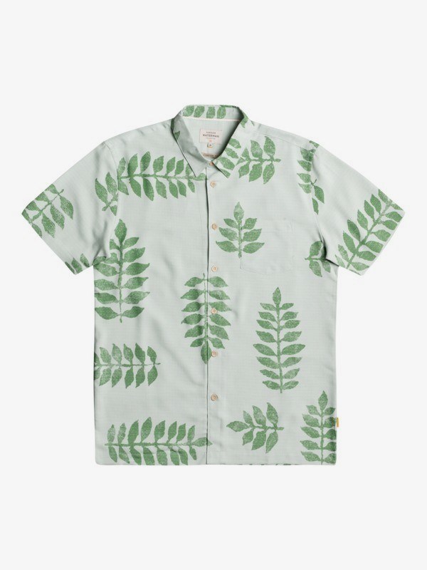 Harbor Gray Forest Floor Quiksilver Waterman Forrest Floor Short Sleeve Men\'s Shirts | 453726RJB