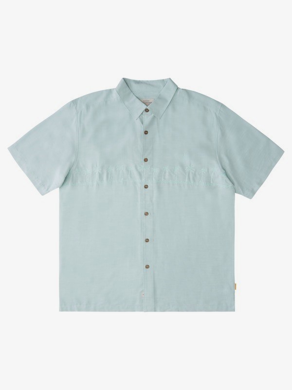 Harbor Gray Quiksilver Waterman Tahiti Palms Short Sleeve Men\'s Shirts | 193250SRK