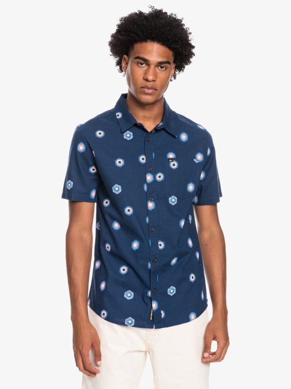 Insignia Blue Cosmos Quiksilver Cosmos Short Sleeve Men's Shirts | 647258OYQ