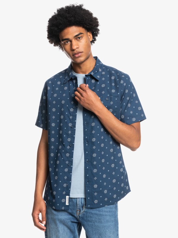 Insignia Blue Seedling Quiksilver Seedling Short Sleeve Men's Shirts | 237980KHQ