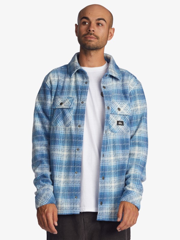 Insignia Blue Summer Shadow Quiksilver Surf Days Long Sleeve Flannel Men's Shirts | 519387WTO