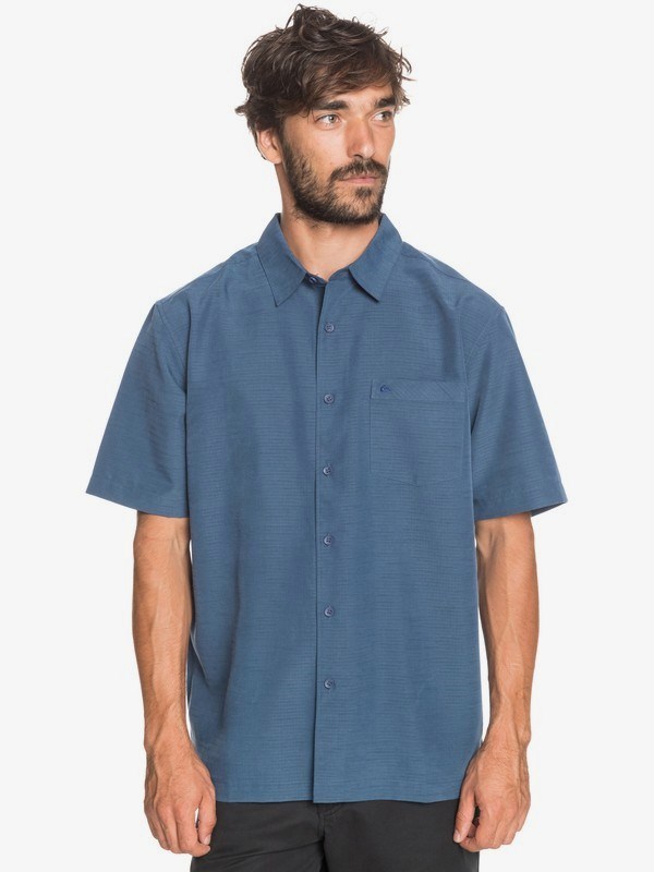 Midnight Navy Centinella Quiksilver Waterman Centinela Short Sleeve Men's Shirts | 356728YIF