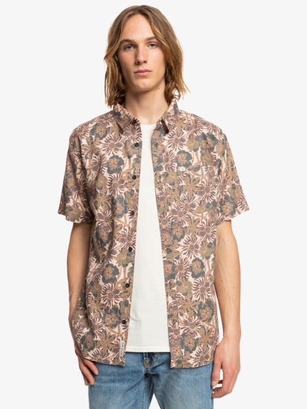 Oatmeal Earthly Delights Quiksilver Earthly Delights Short Sleeve Men's Shirts | 687901JWI