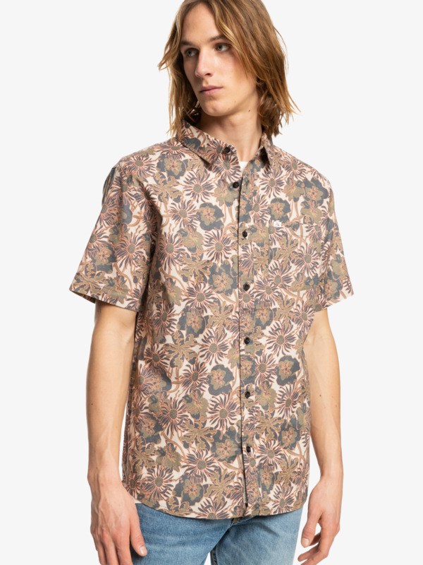 Oatmeal Earthly Delights Quiksilver Earthly Delights Short Sleeve Men's Shirts | 687901JWI