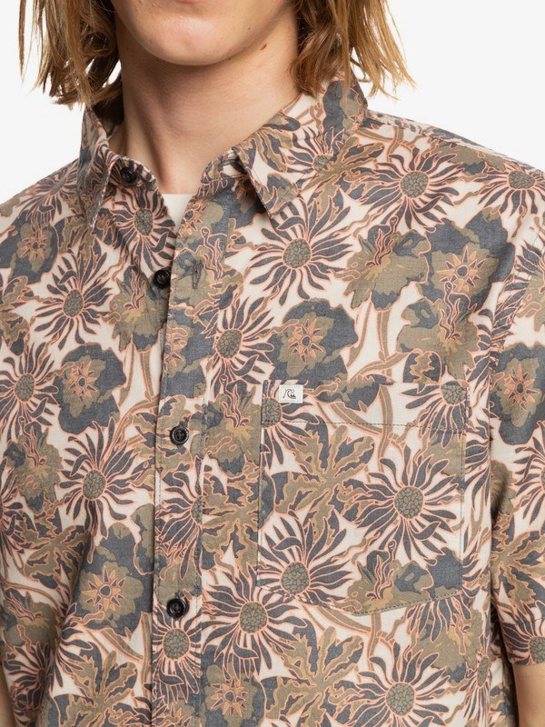 Oatmeal Earthly Delights Quiksilver Earthly Delights Short Sleeve Men's Shirts | 687901JWI