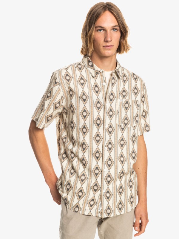 Oatmeal Hippie Trip Quiksilver Hippie Trip Short Sleeve Men's Shirts | 506149QRX