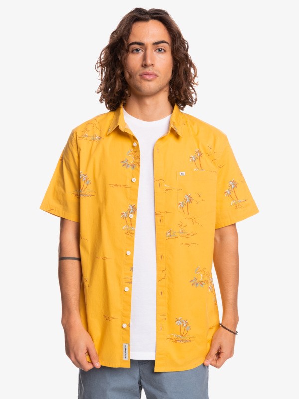 Ochre Island Time Quiksilver Island Time Stretch Short Sleeve Men's Shirts | 798543HVI