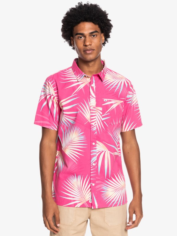 Peach Pink Pop Tropic Quiksilver Pop Tropic Short Sleeve Men's Shirts | 472891QUZ