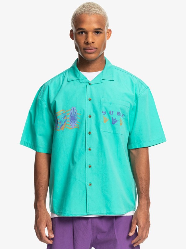 Pool Green Quiksilver Quiksilver x Stranger Things The Mike Short Sleeve Men's Shirts | 290345XVM