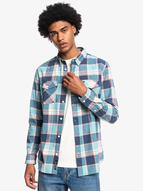 Porcelain Drayman Stretch Quiksilver Baro Stretch Long Sleeve Flannel Men's Shirts | 701843XSJ