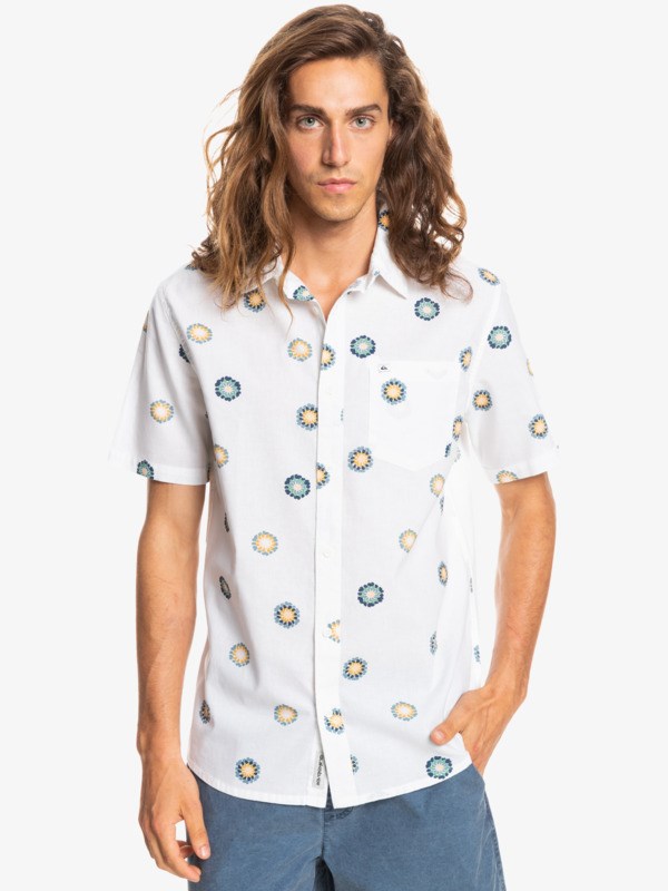 Snow White Cosmos Quiksilver Cosmos Short Sleeve Men's Shirts | 261834AFN