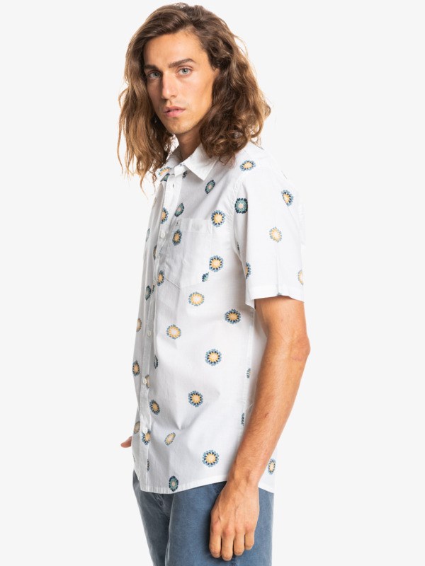 Snow White Cosmos Quiksilver Cosmos Short Sleeve Men's Shirts | 261834AFN