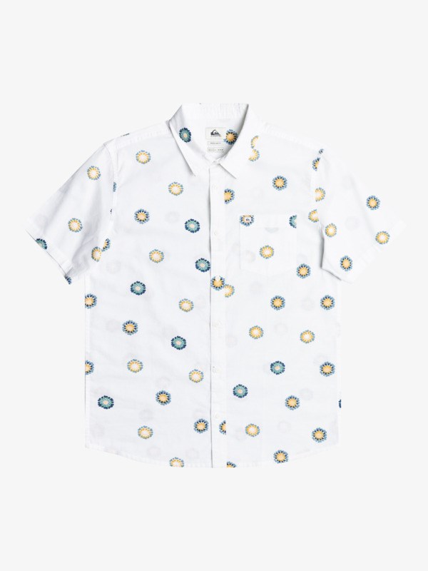 Snow White Cosmos Quiksilver Cosmos Short Sleeve Men\'s Shirts | 261834AFN