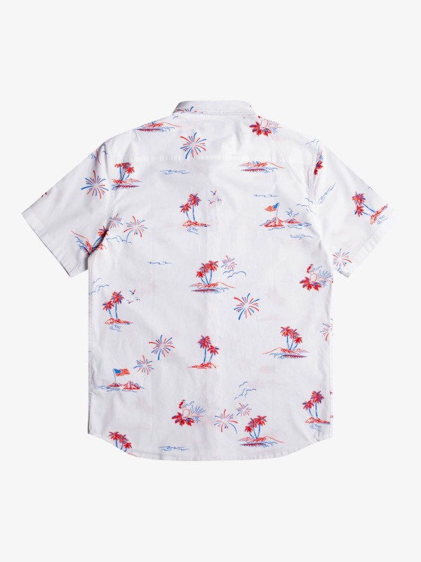 Snow White Island Time Quiksilver Island Time Stretch Short Sleeve Men's Shirts | 034265UMW