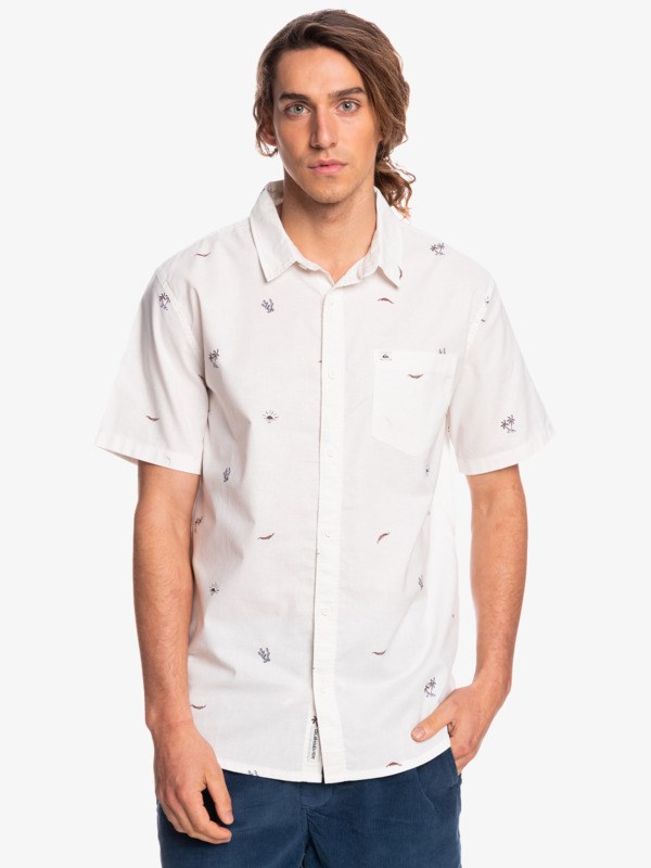 Snow White Spaced Out Quiksilver Spaced Out Short Sleeve Men's Shirts | 074265VGP