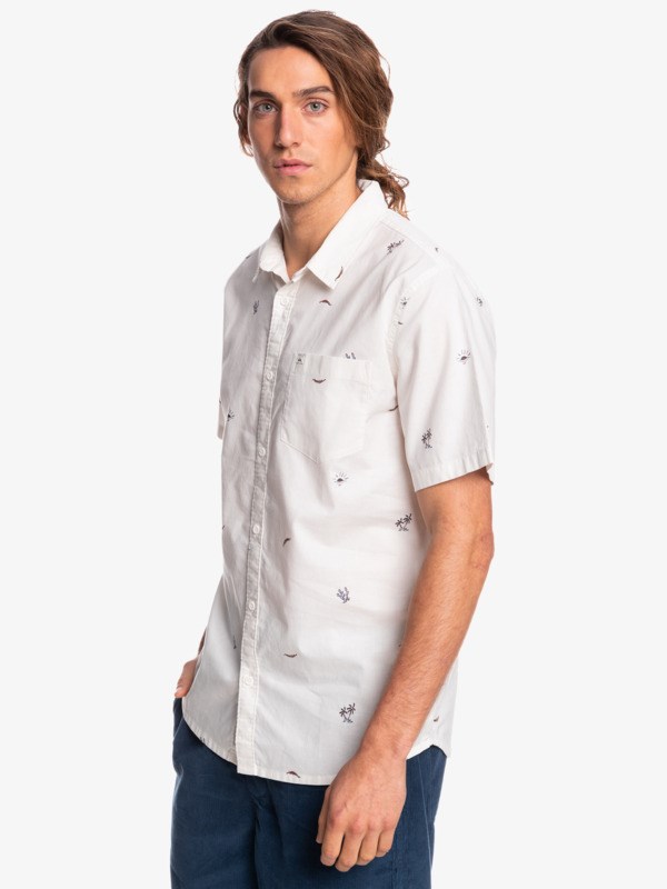 Snow White Spaced Out Quiksilver Spaced Out Short Sleeve Men's Shirts | 074265VGP