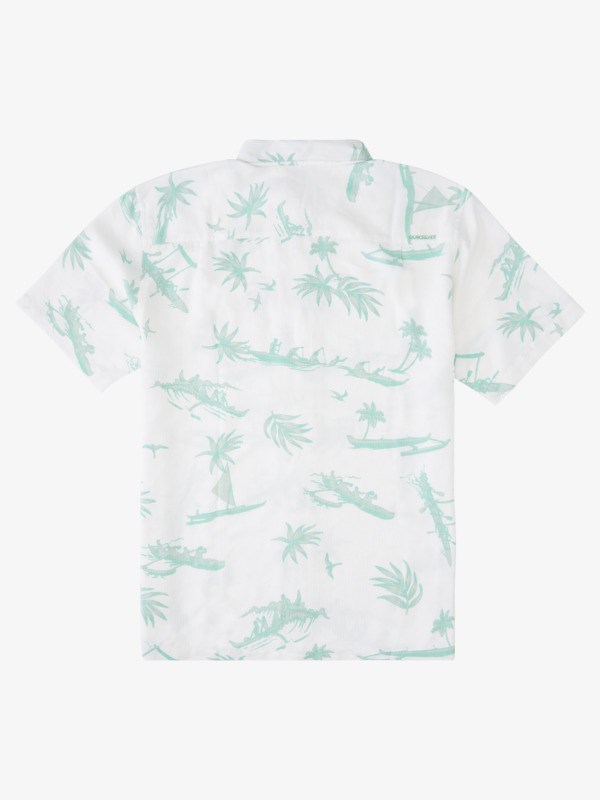 Subtle Green Paddle Around Quiksilver Waterman Paddle Around Short Sleeve Men's Shirts | 185607SHT