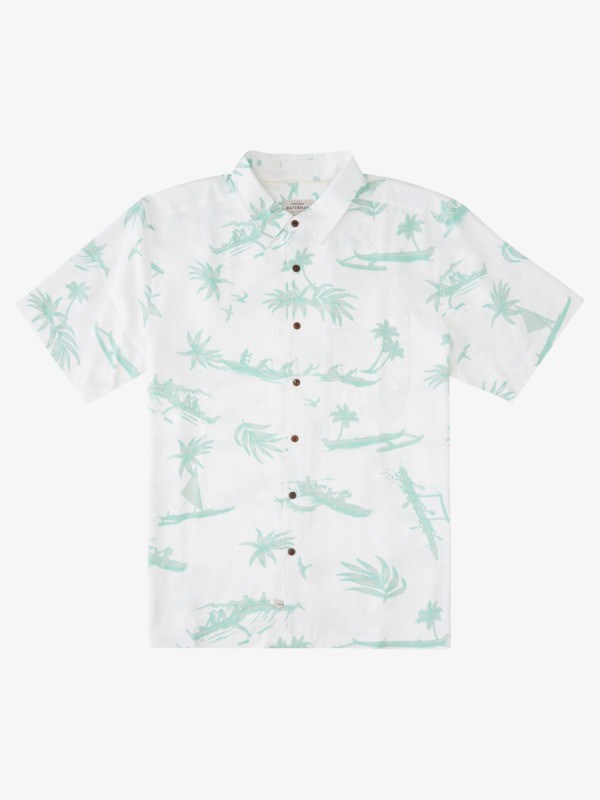 Subtle Green Paddle Around Quiksilver Waterman Paddle Around Short Sleeve Men\'s Shirts | 185607SHT