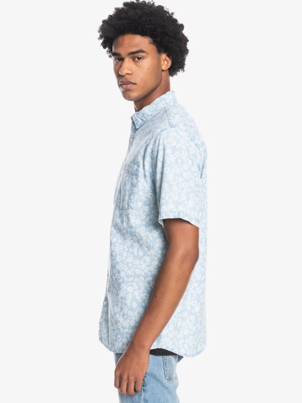 Trellis Chambray Quiksilver Axwell Short Sleeve Men's Shirts | 743158BXP